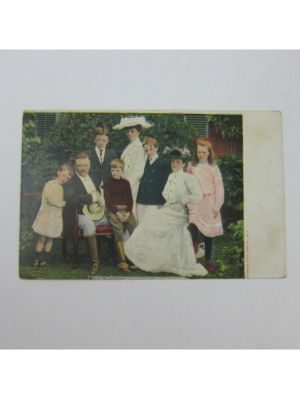Postcard President Theodore Roosevelt Seated With Wife & Family Antique 1907